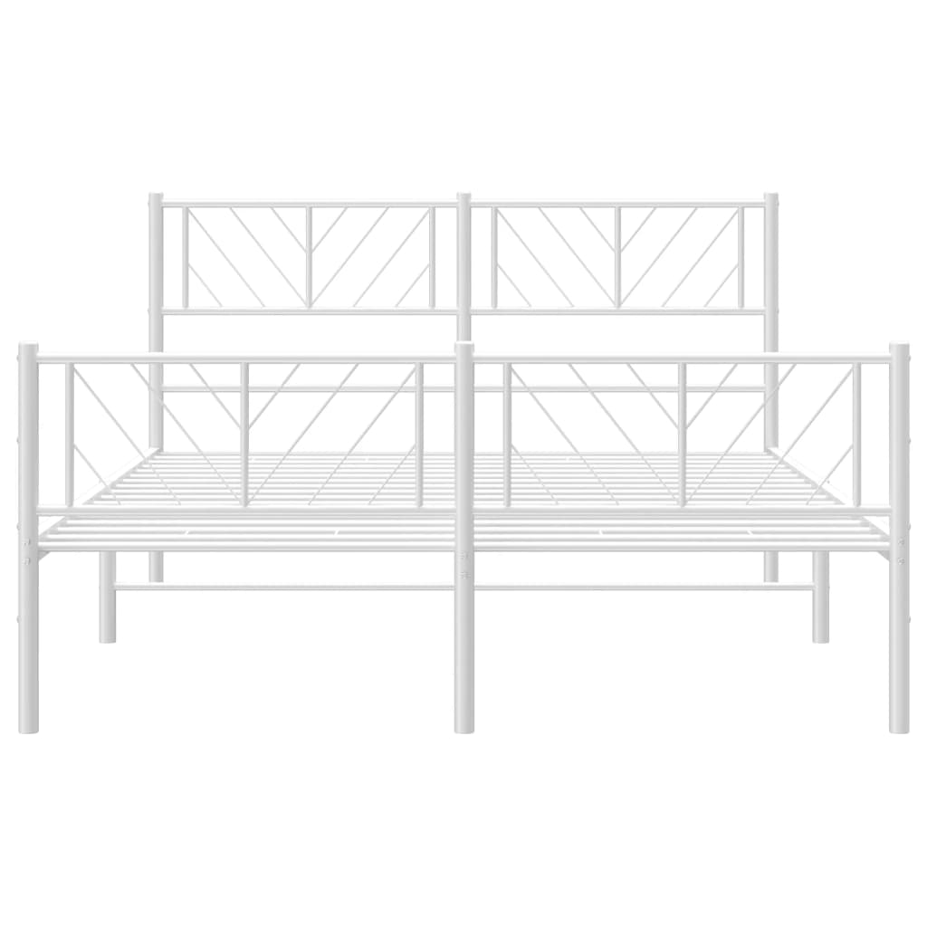 Metal Bed Frame without Mattress with Footboard White 53.1"x74.8"