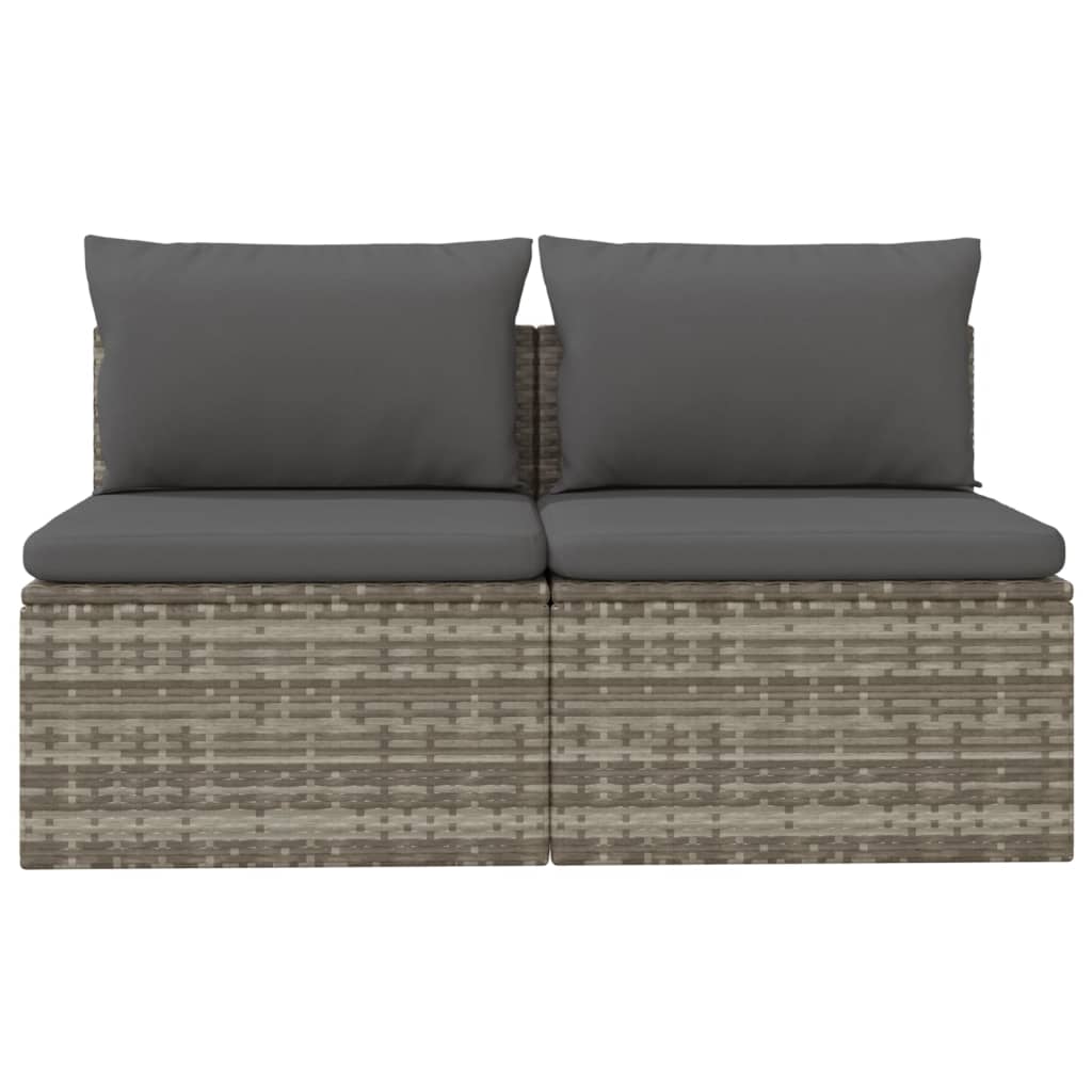 2-Seater Patio Sofa with Cushions Gray Poly Rattan