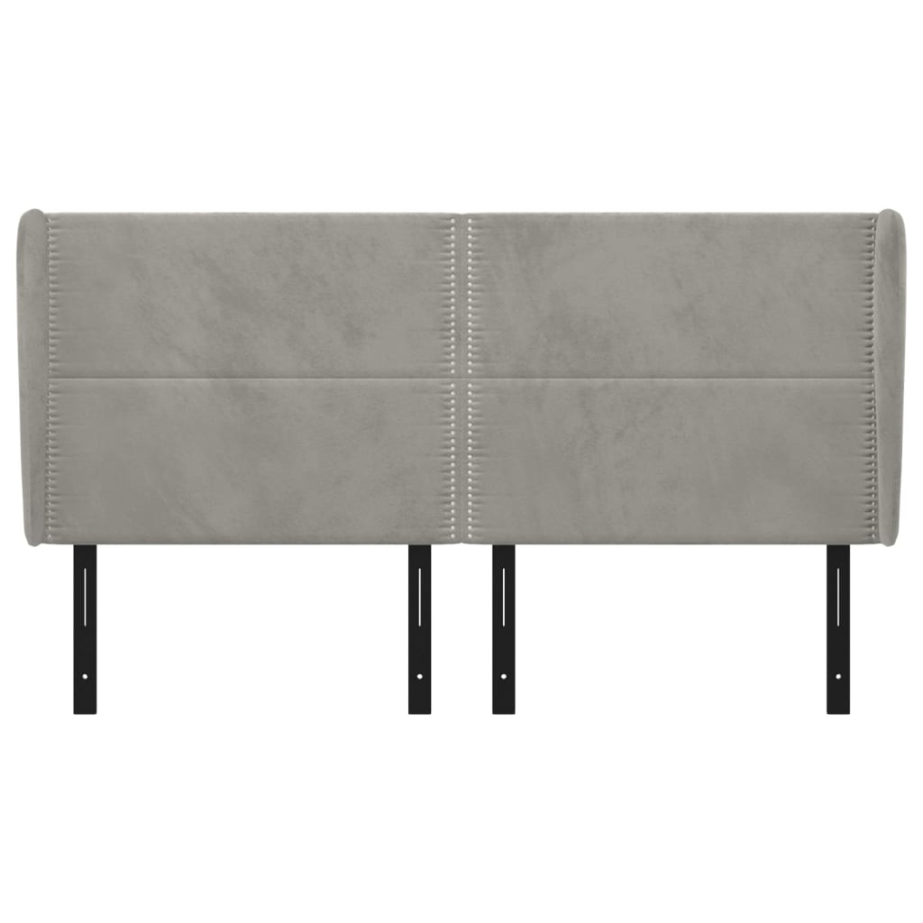 Headboard with Ears Light Gray 64.2"x9.1"x46.5"/50.4" Velvet