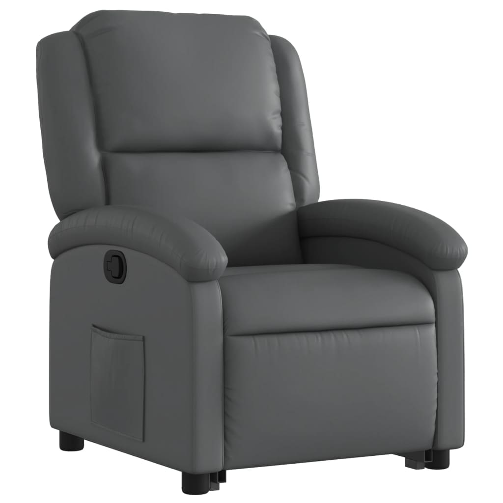 Stand up Recliner Chair Gray Faux Leather