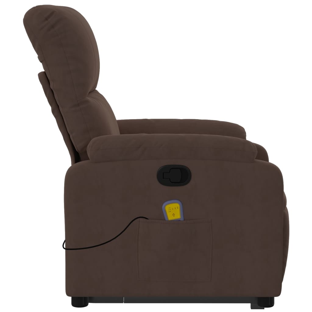 Stand up Massage Recliner Chair Brown Microfiber Fabric