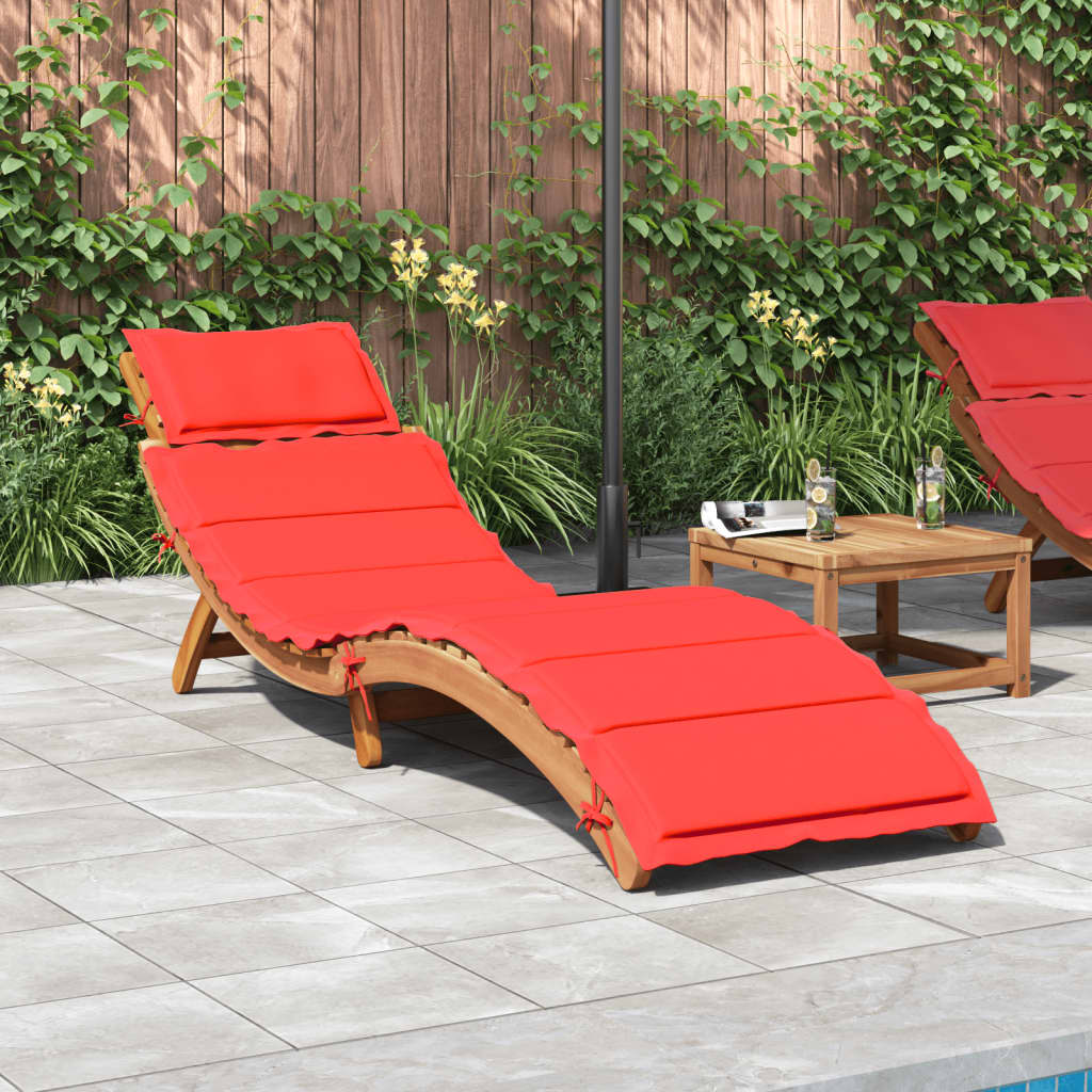 Sun Lounger with Cushion Solid Acacia Wood Cream