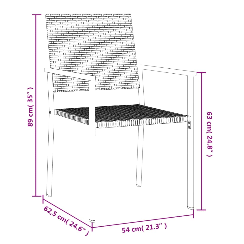 3 Piece Patio Dining Set Poly Rattan and Steel