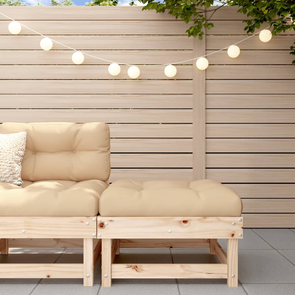 Patio Middle Sofa White Solid Wood Pine