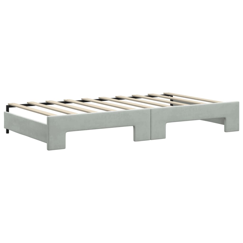 Daybed with Trundle without Mattress Light Gray 39.4"x74.8"