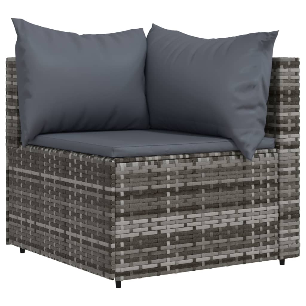 4 Piece Patio Lounge Set with Cushions Gray Poly Rattan