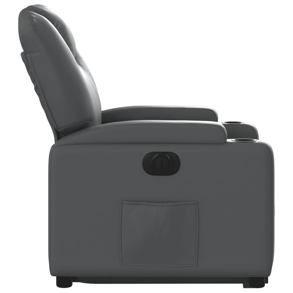 Electric Stand up Recliner Chair Gray Faux Leather