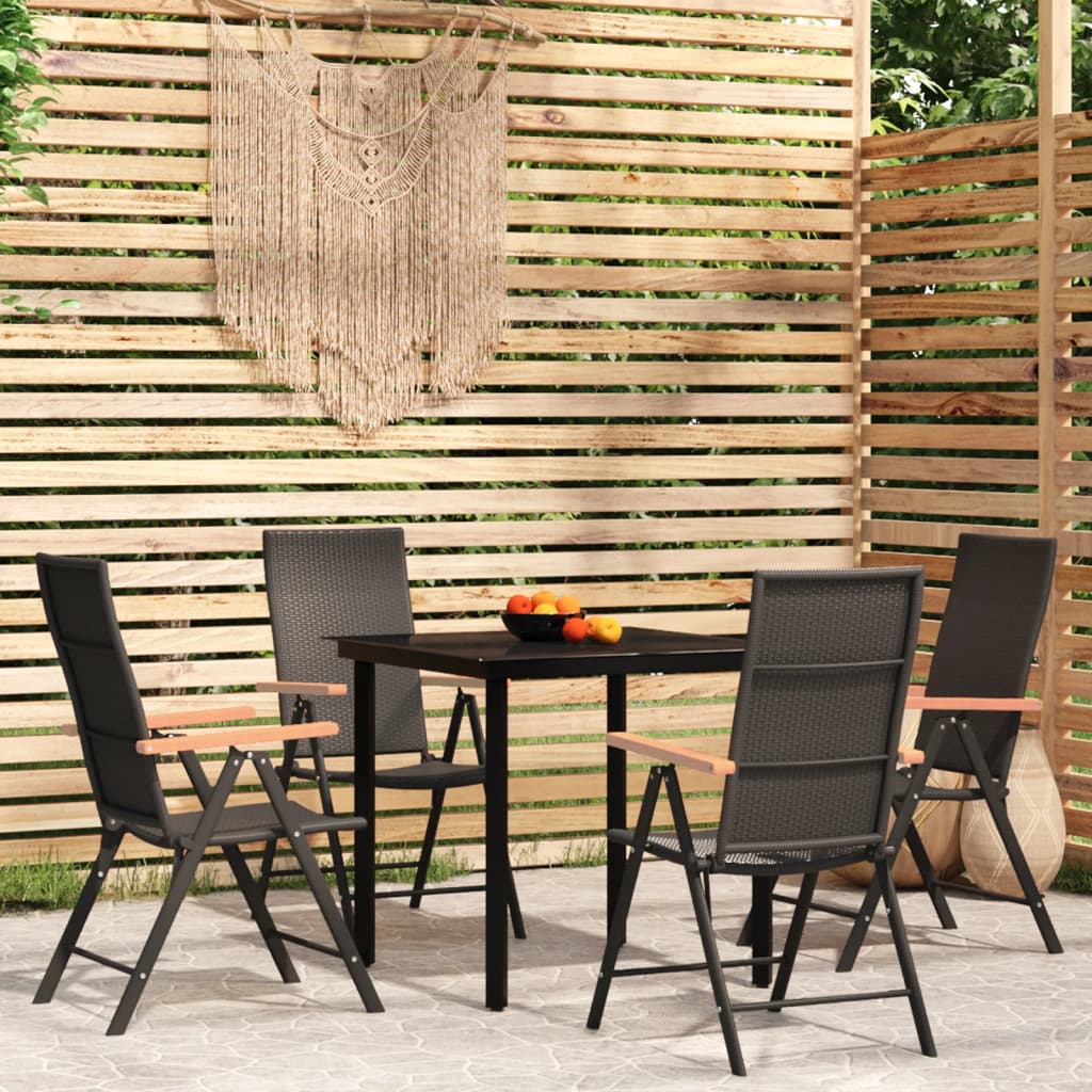 5 Piece Patio Dining Set Black