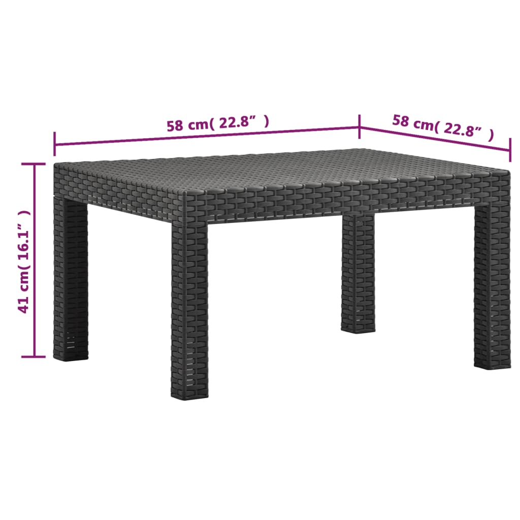 2 Piece Patio Lounge Set with Cushions PP Rattan Anthracite