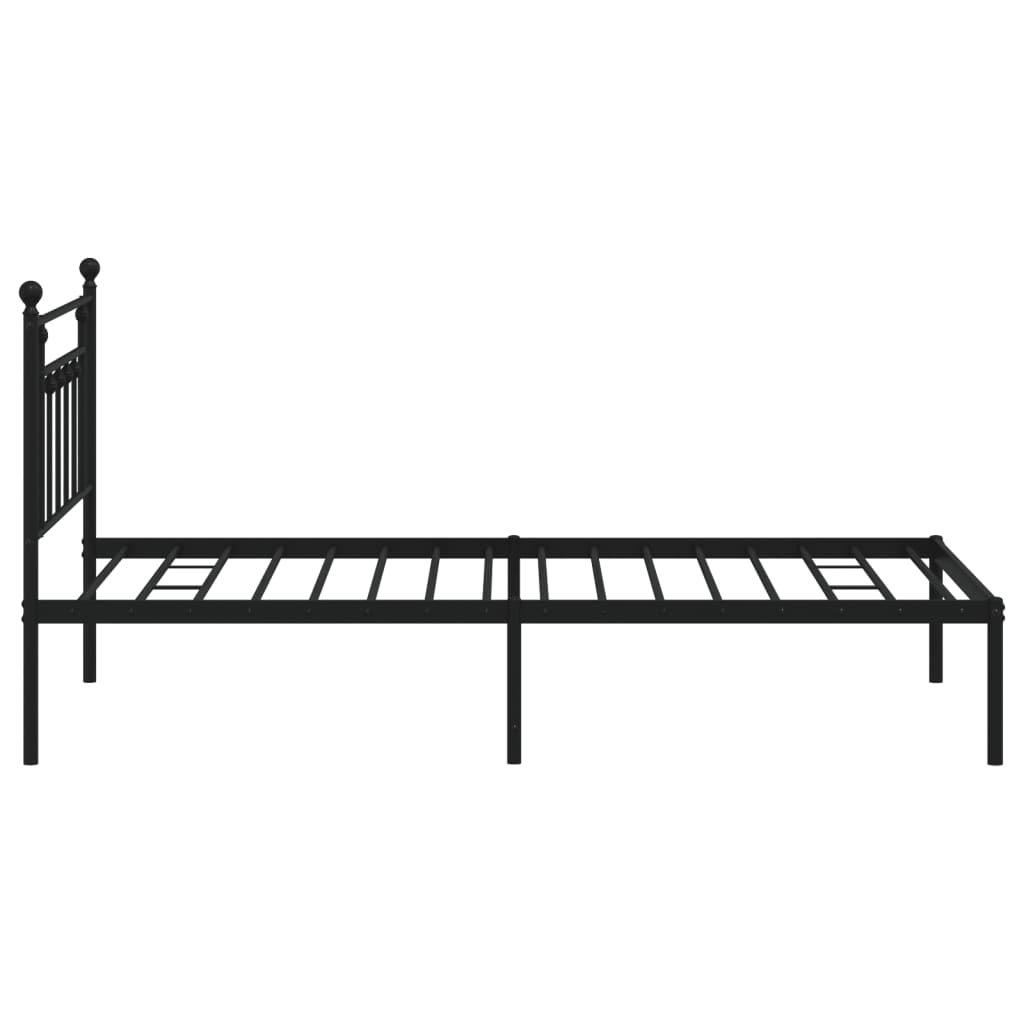 Metal Bed Frame with Headboard Black 39.4"x78.7"