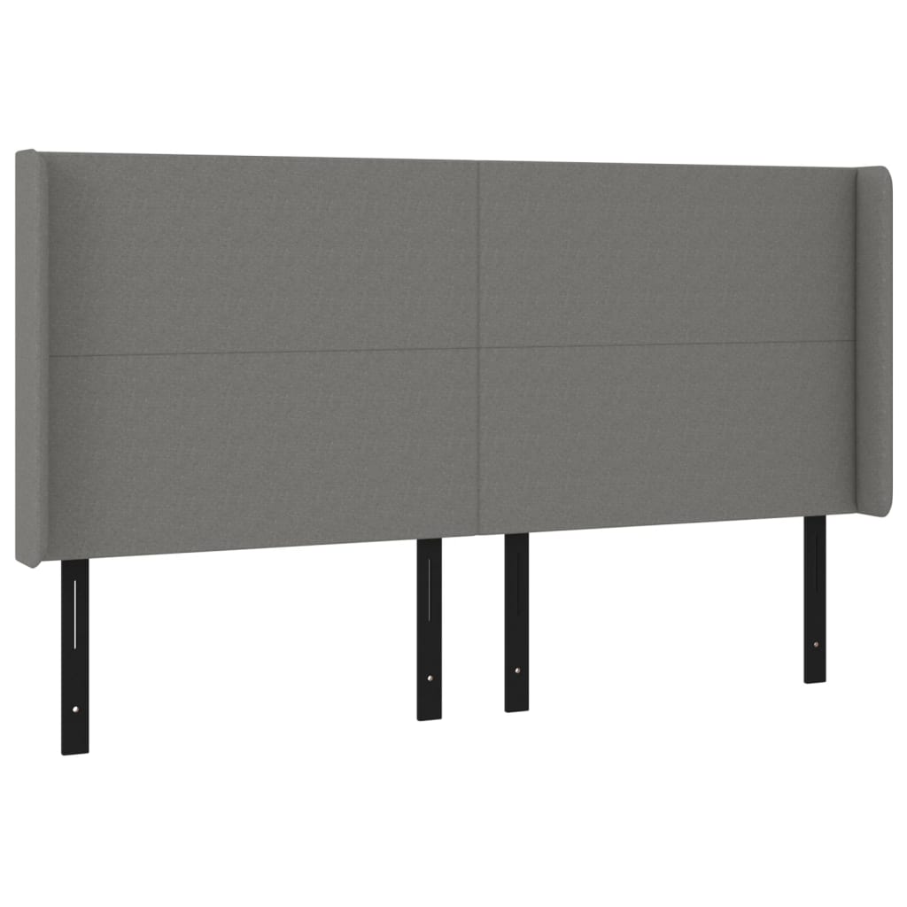 Headboard with Ears Dark Gray 64.2"x6.3"x46.5"/50.4" Fabric