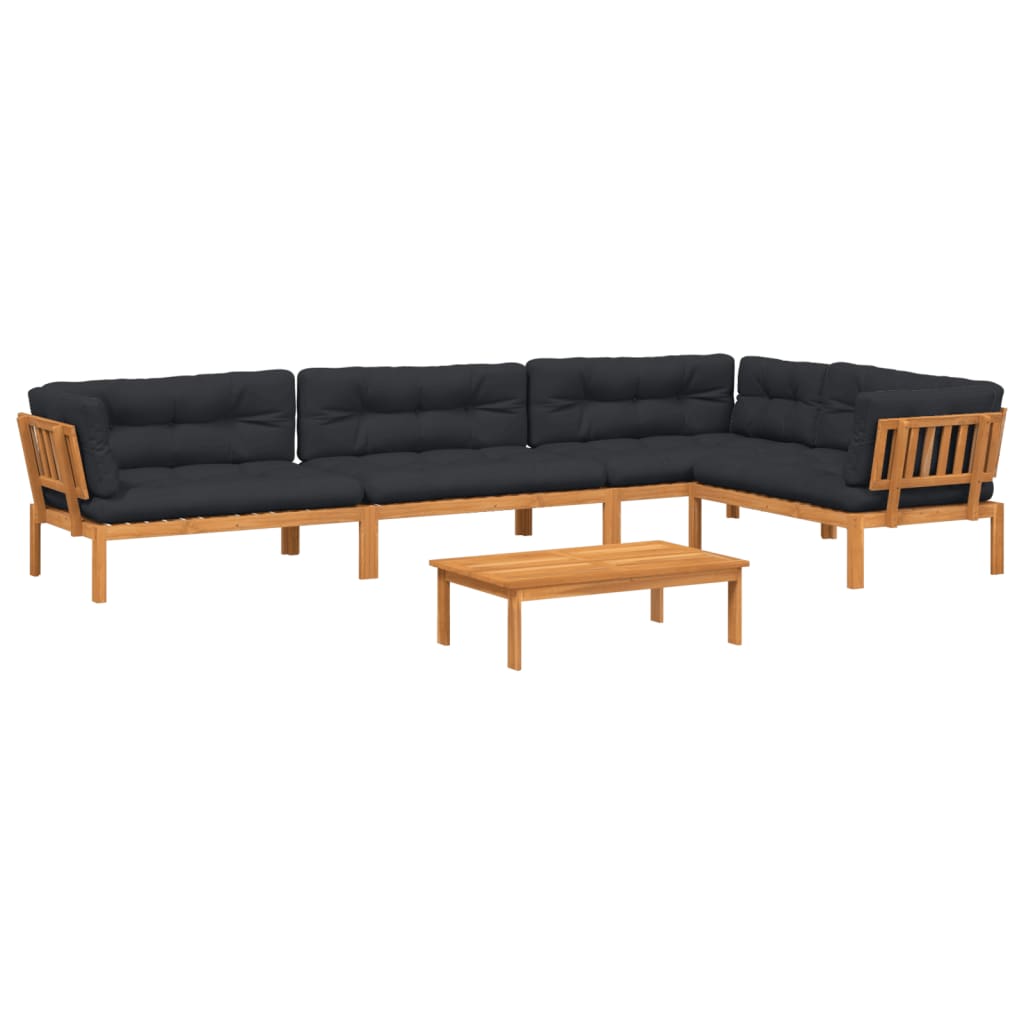 5 Piece Patio Pallet Sofa Set with Cushions Solid Wood Acacia