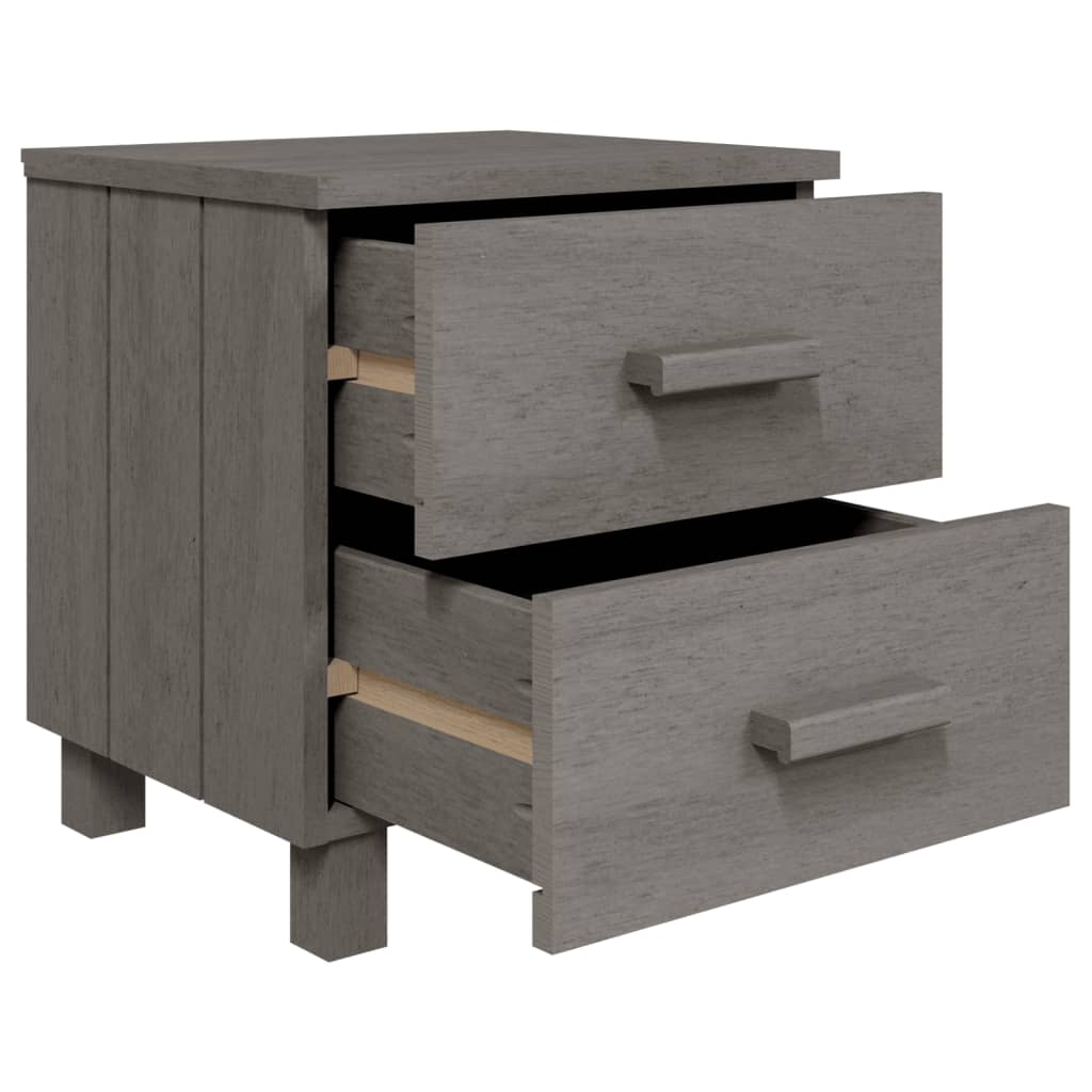 Bedside Cabinets HAMAR 2 pcs Light Gray 15.7"x13.8"x17.5" Solid Wood