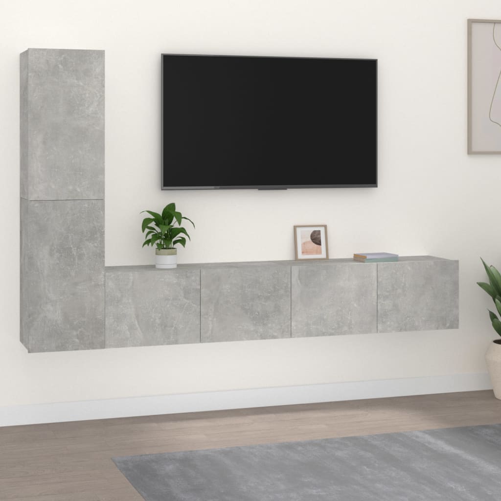 4 Piece TV Stand Set White Engineered Wood