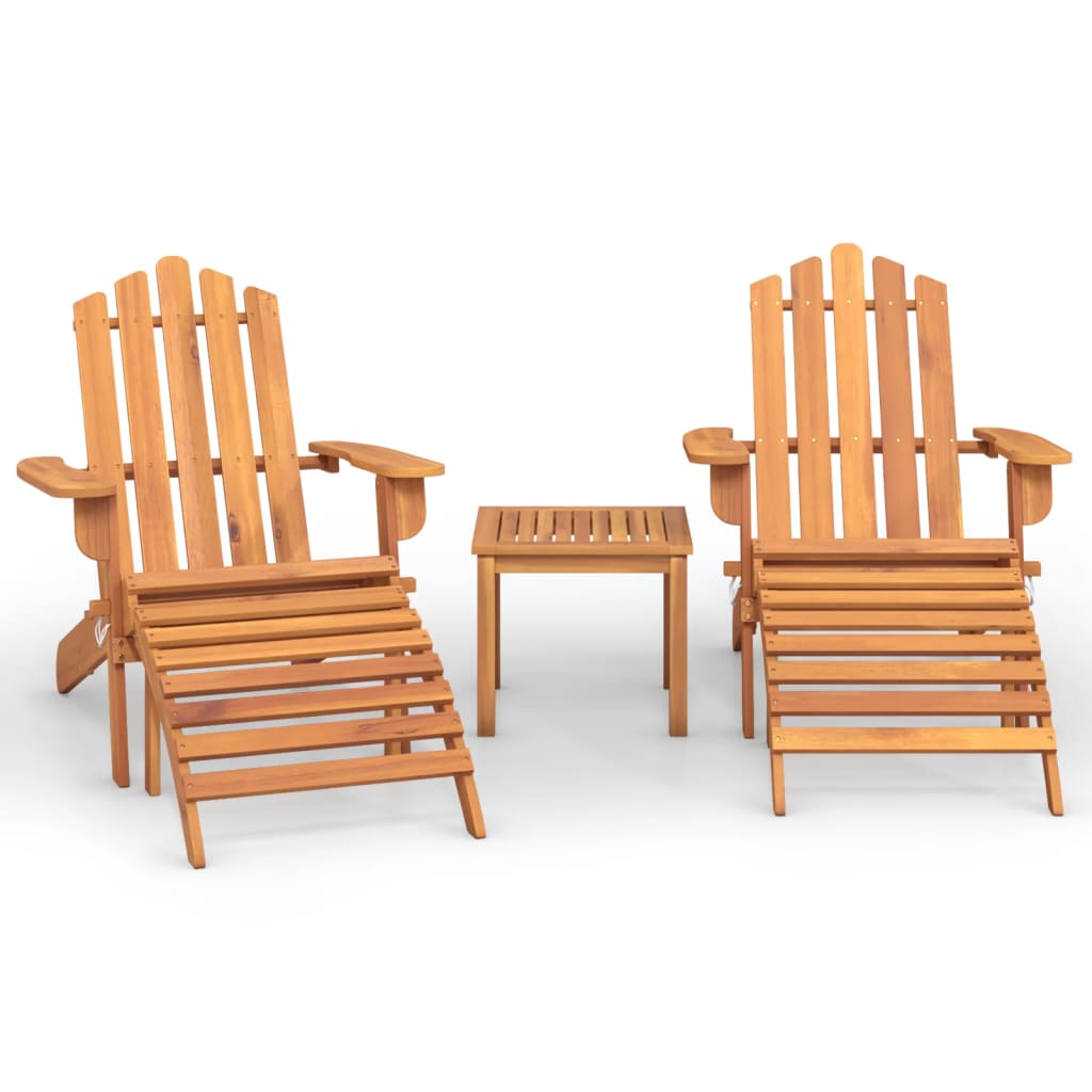 3 Piece Adirondack Patio Lounge Set Solid Wood Acacia