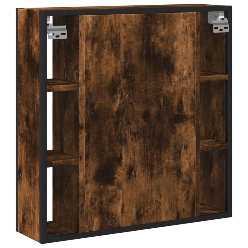 Bathroom Mirror Cabinet Smoked Oak 23.6"x6.3"x23.6" Engineered Wood