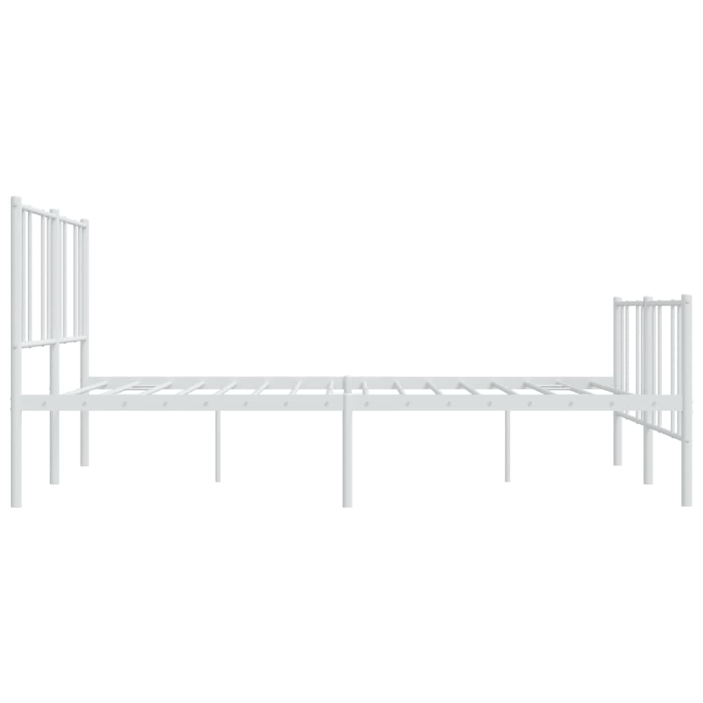 Metal Bed Frame without Mattress with Footboard White 76"x79.9"