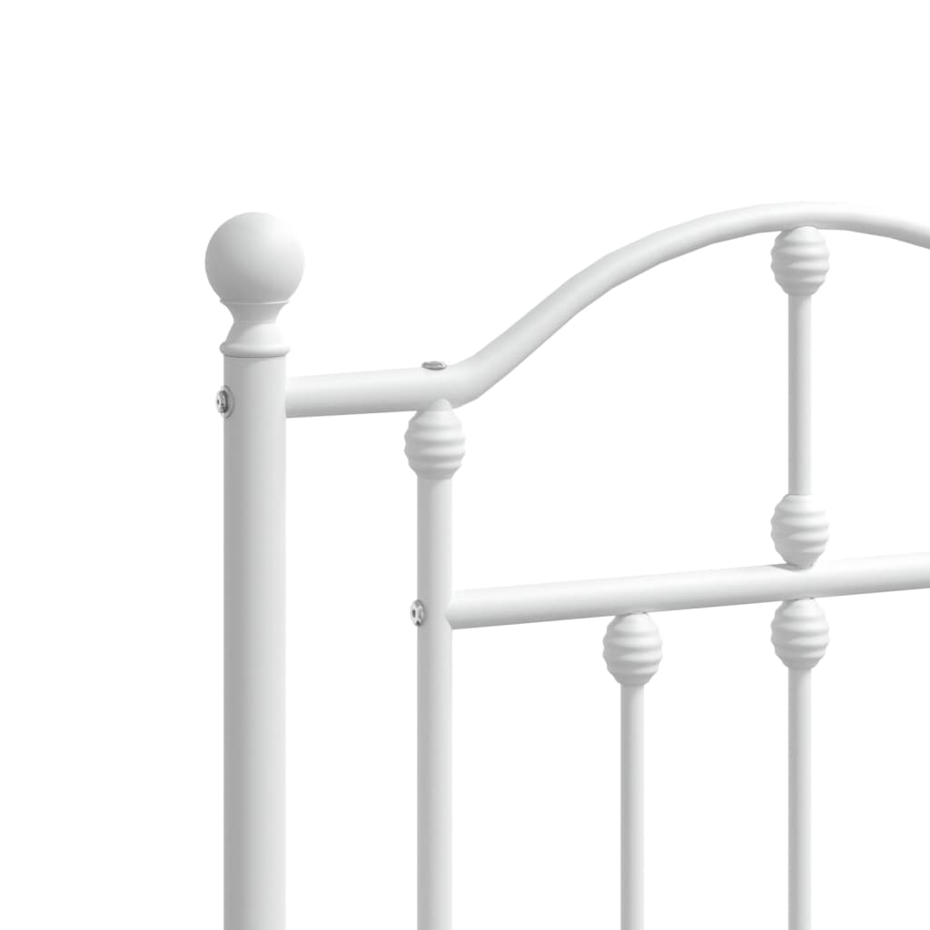 Metal Bed Frame without Mattress with Footboard White 59.1"x78.7"