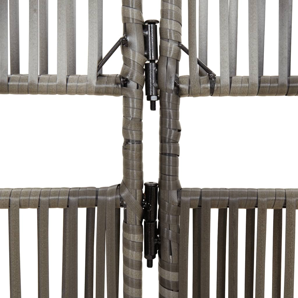 Room Divider 5 Panels Gray Poly Rattan