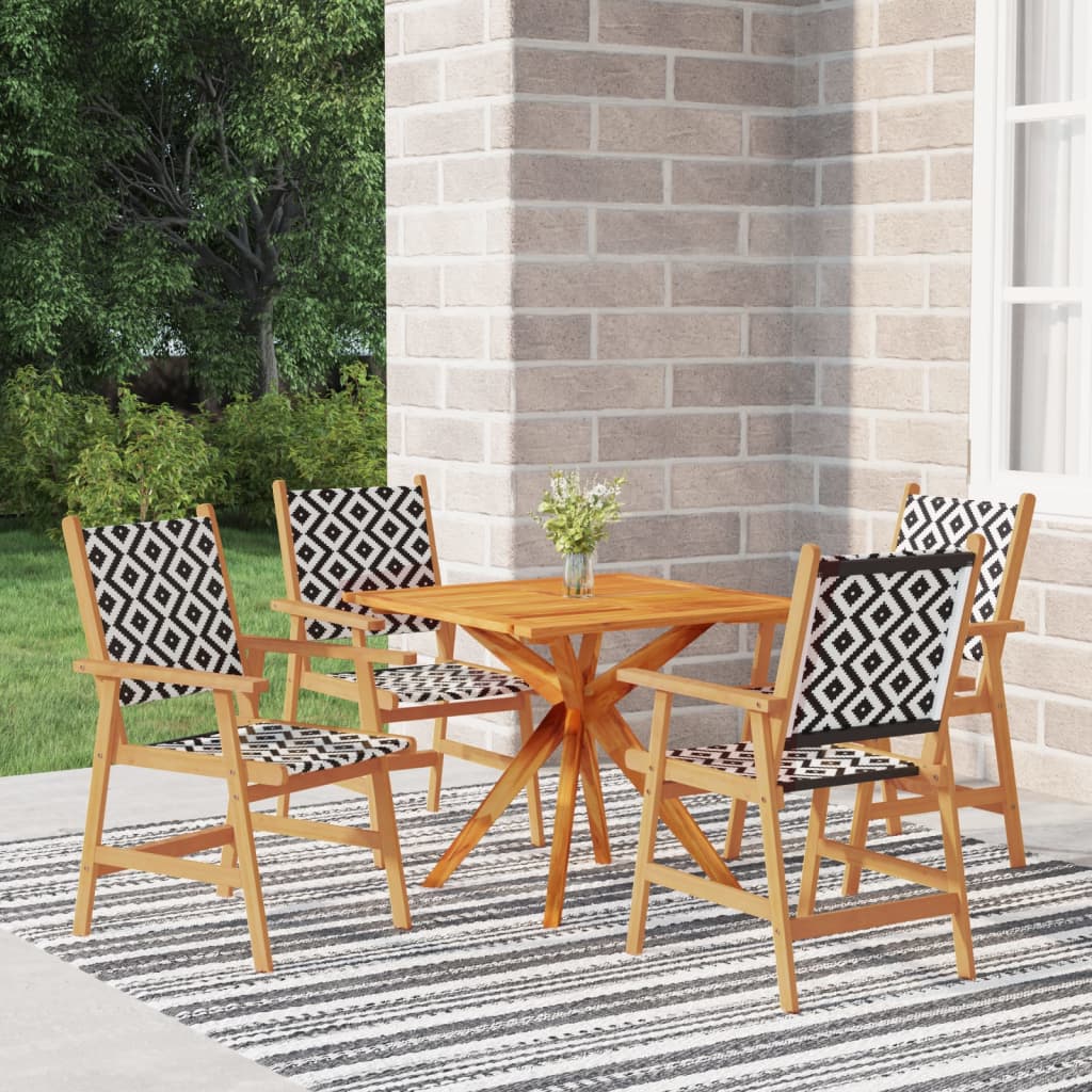 5 Piece Patio Dining Set Solid Wood Acacia