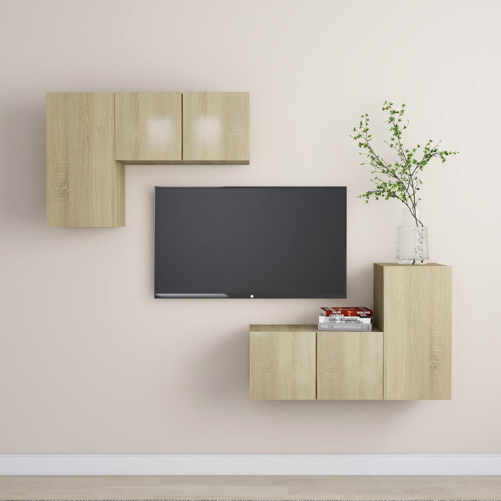 4 Piece TV Stand Set Sonoma Oak Engineered Wood