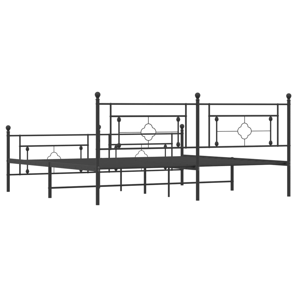 Metal Bed Frame without Mattress with Footboard Black 76"x79.9"