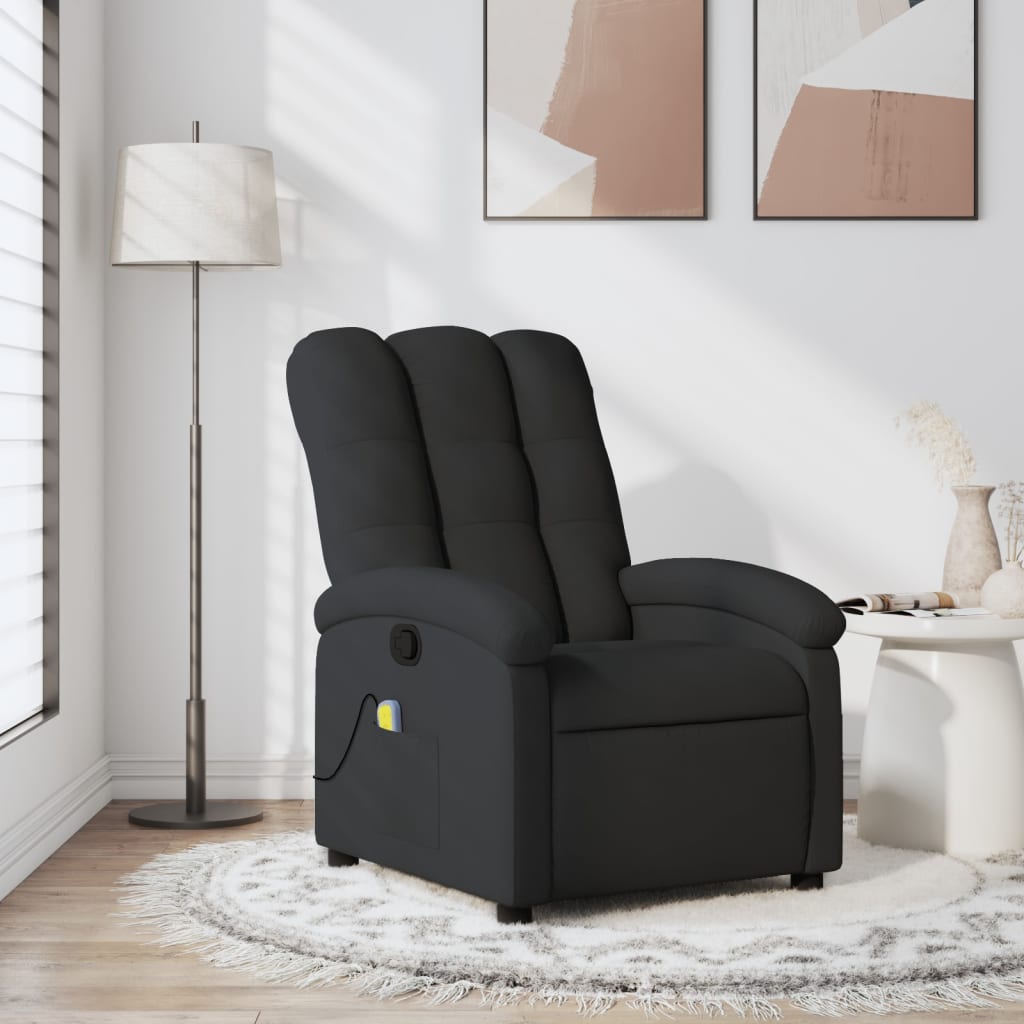 Massage Recliner Chair Light Gray Fabric