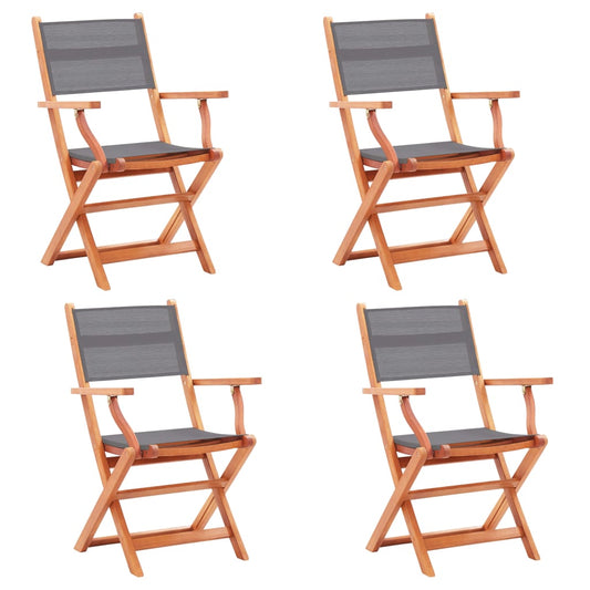 Folding Patio Chairs 4 pcs Solid Eucalyptus Wood&Textilene