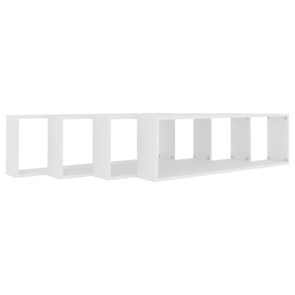 Wall Cube Shelves 4 pcs White 39.4"x5.9"x11.8" Engineered Wood