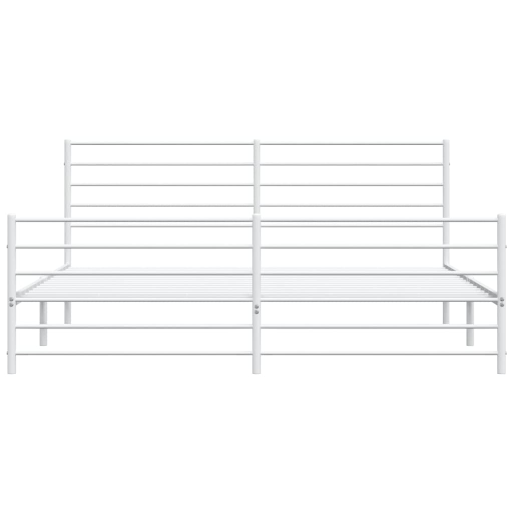 Metal Bed Frame without Mattress with Footboard White 72"x83.9"