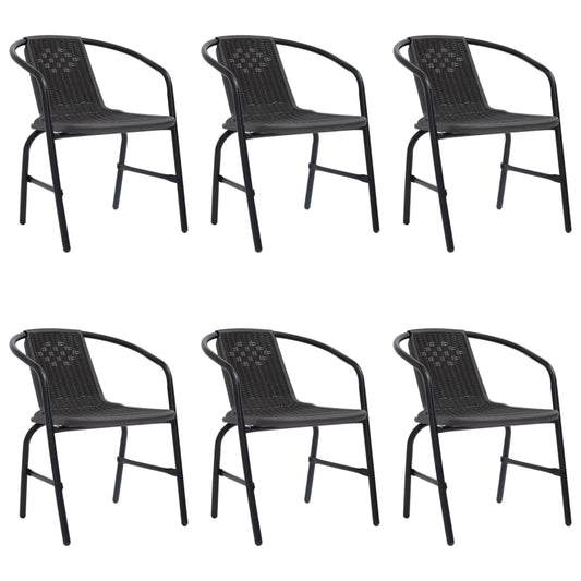 Garden Chairs 6 pcs Plastic Rattan and Steel 242.5 lb