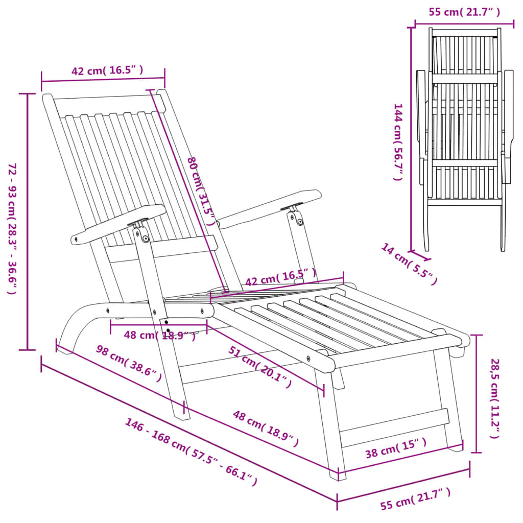 Patio Deck Chairs with Footrests 2 pcs Solid Wood Acacia