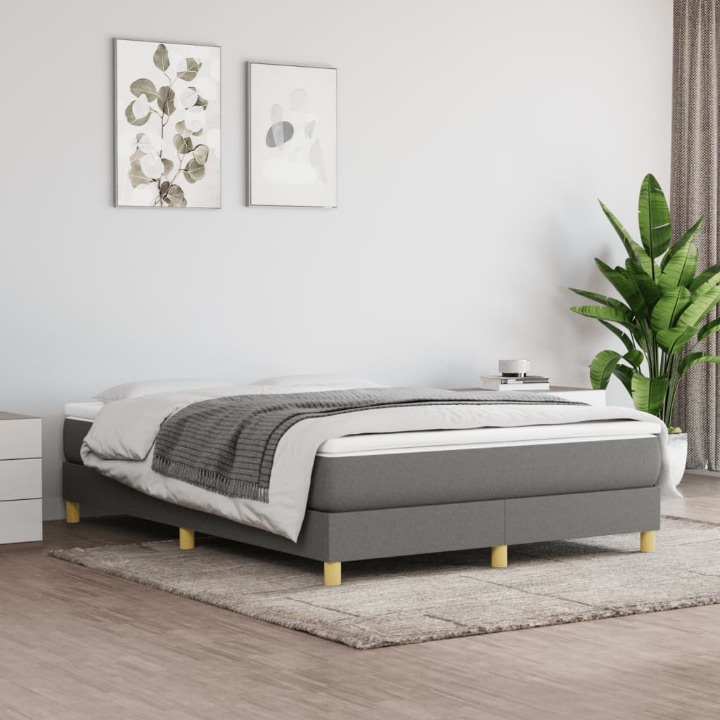 Bed Frame without Mattress Dark Gray Queen Fabric (US Only)