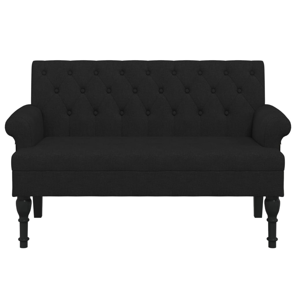 Bench with Backrest Black 47.2"x24.4"x29.7" Fabric