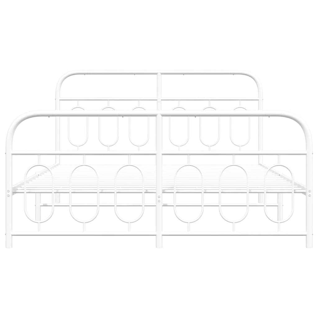 Metal Bed Frame without Mattress with Footboard White 59.1"x78.7"