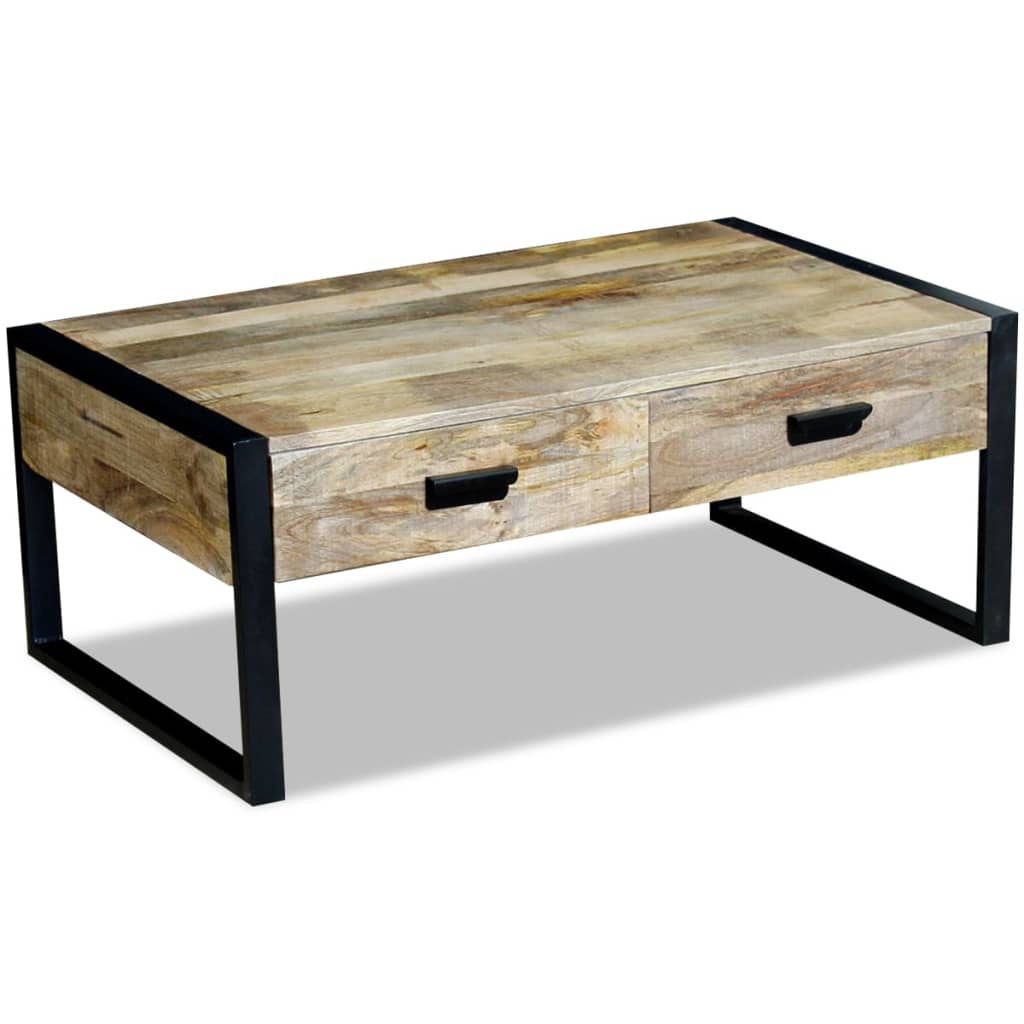 Coffee Table with 2 Drawers Solid Mango Wood 39.4"x23.6"x15.7"