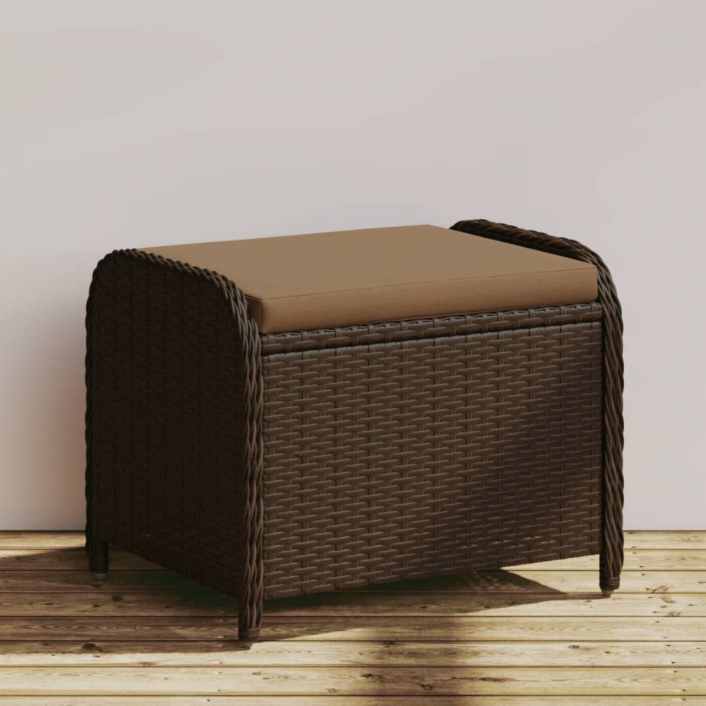 Patio Stool with Cushion Gray 22.8"x18.1"x18.1" Poly Rattan