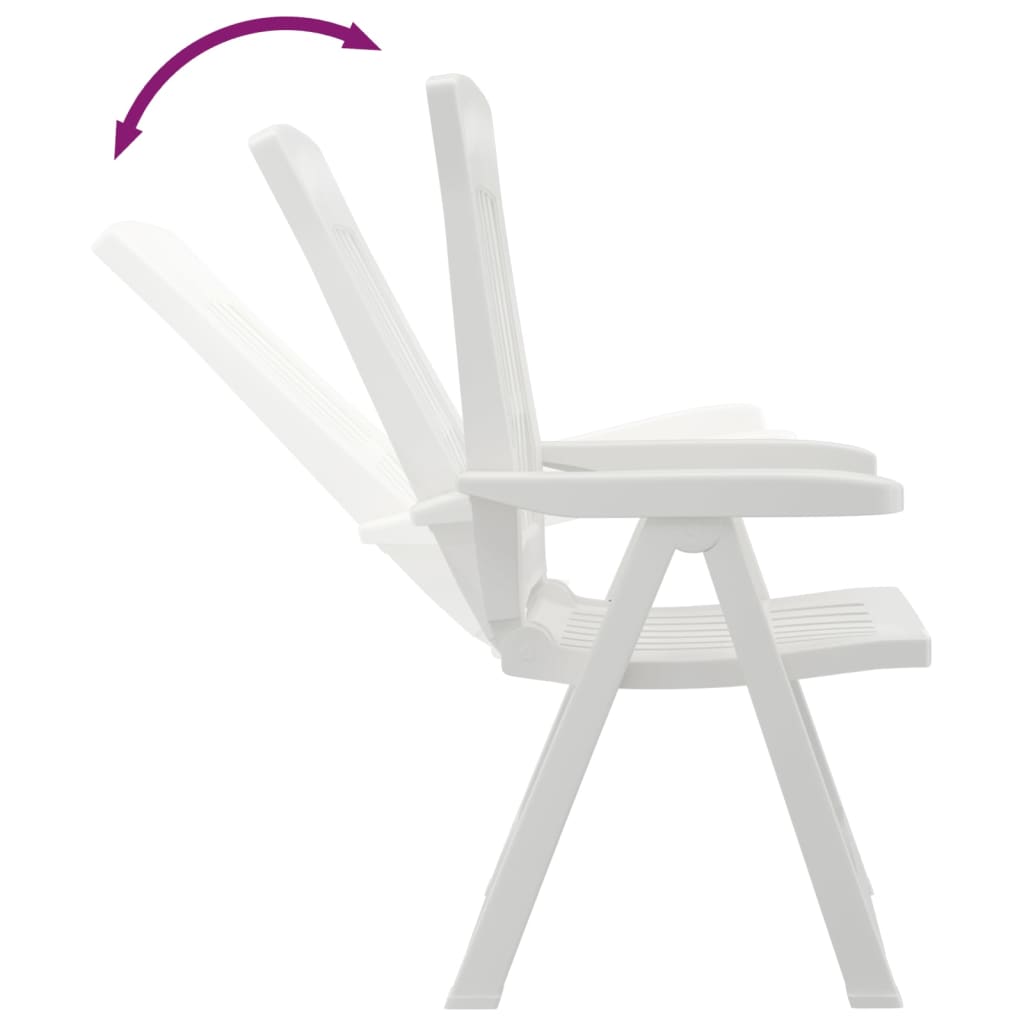 Patio Reclining Chairs 2 pcs White PP