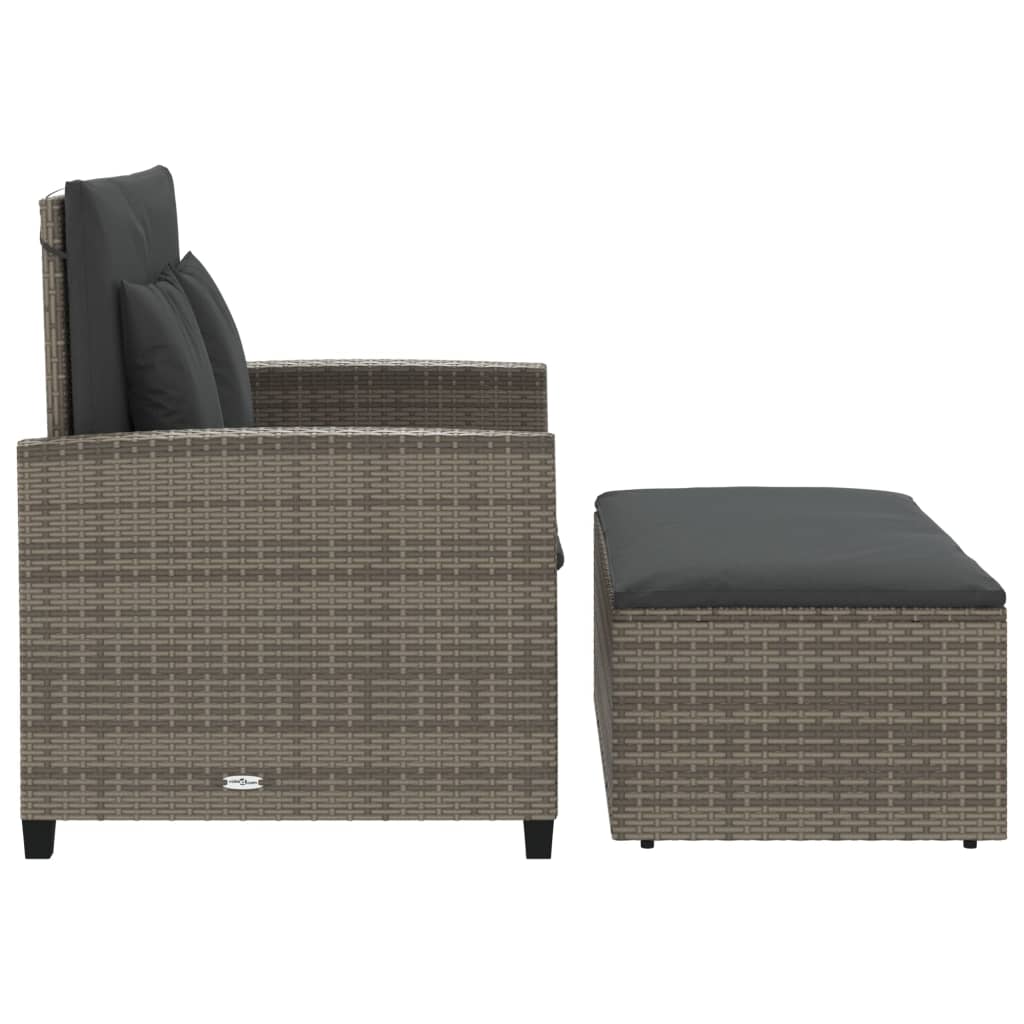 Patio Sofa with Cushions 2-Seater Gray Poly Rattan