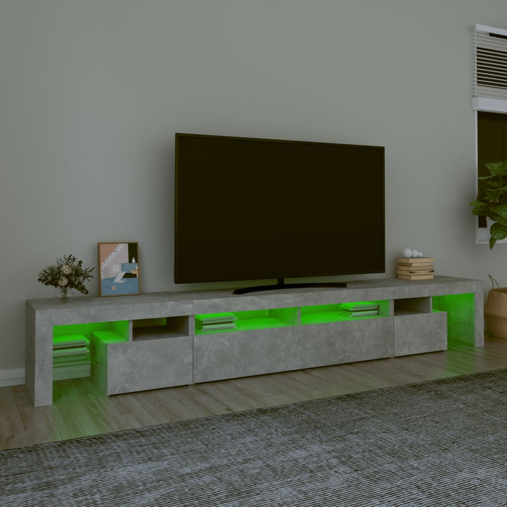 TV Stand with LED Lights Concrete Gray 102.4"x14.4"x15.7"