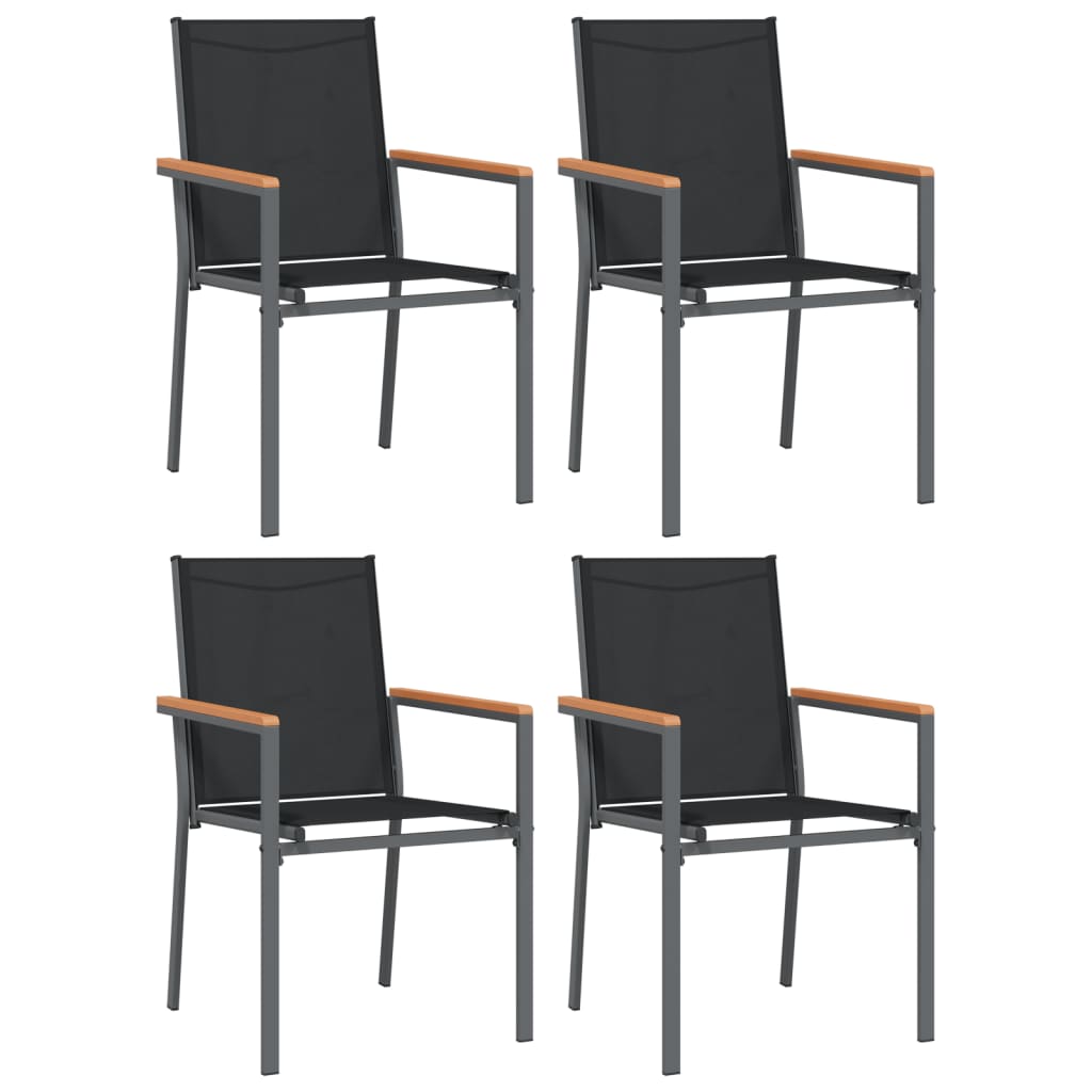 Patio Chairs 4 pcs Black 21.7"x24.2"x35.4" Textilene and Steel