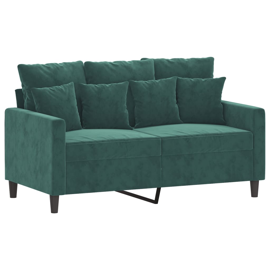 2 Piece Sofa Set with Cushions Dark Green Velvet