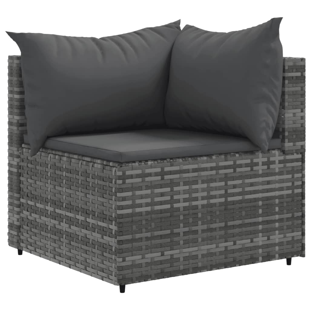 6 Piece Patio Lounge Set with Cushions Gray Poly Rattan