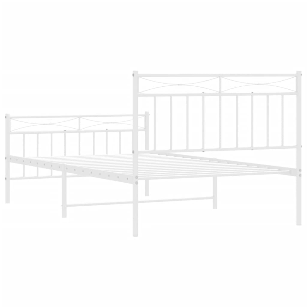 Metal Bed Frame without Mattress with Footboard White 39.4"x78.7"