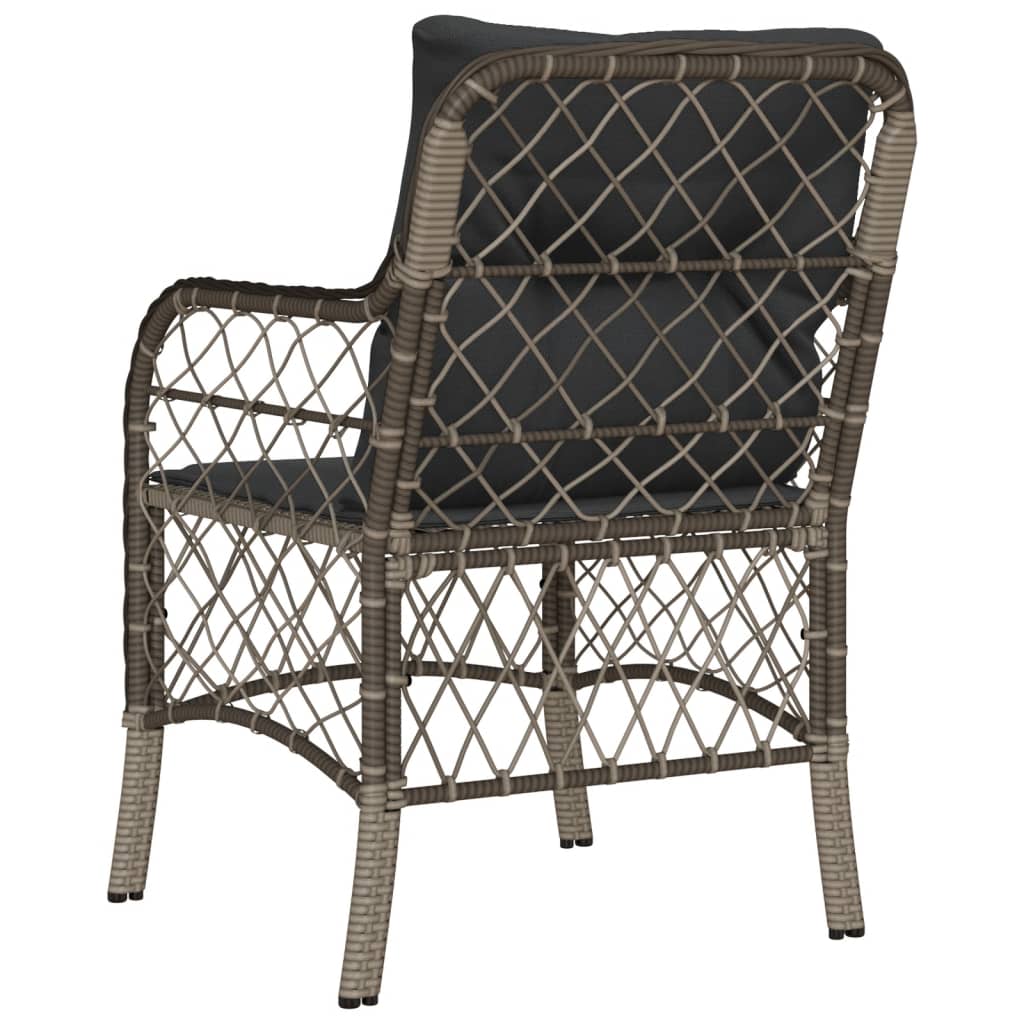 Patio Chairs with Cushions 2 pcs Gray Poly Rattan