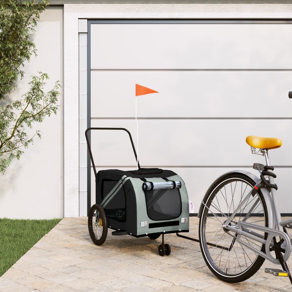 Pet Bike Trailer Orange and Gray Oxford Fabric and Iron