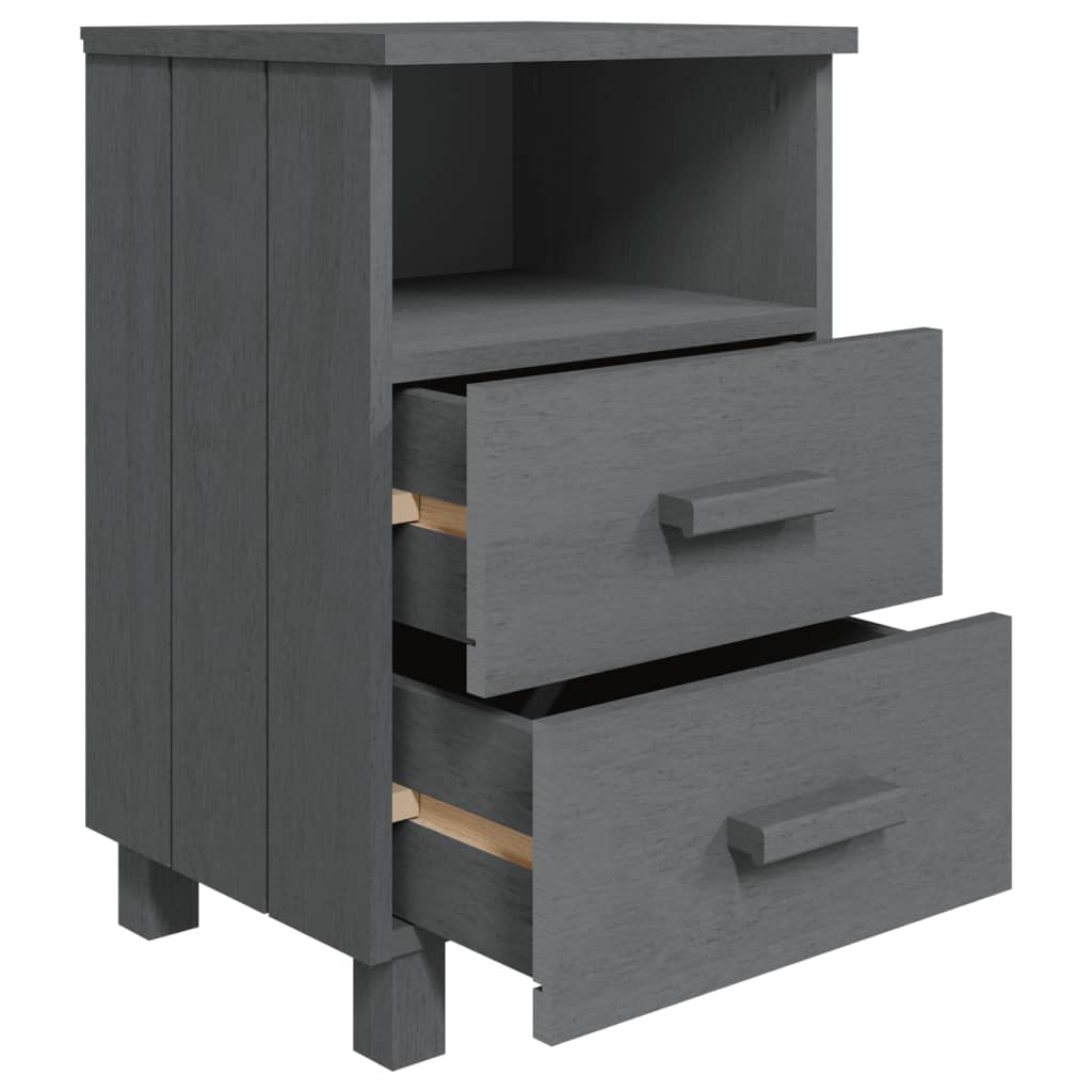 Bedside Cabinets HAMAR 2 pcs Dark Gray 15.7"x13.8"x24.4" Solid Wood