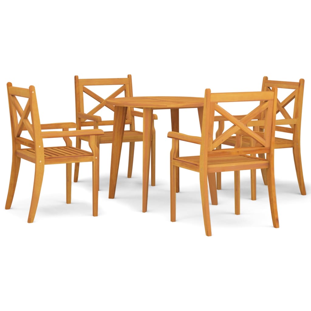 5 Piece Patio Dining Set Solid Wood Acacia