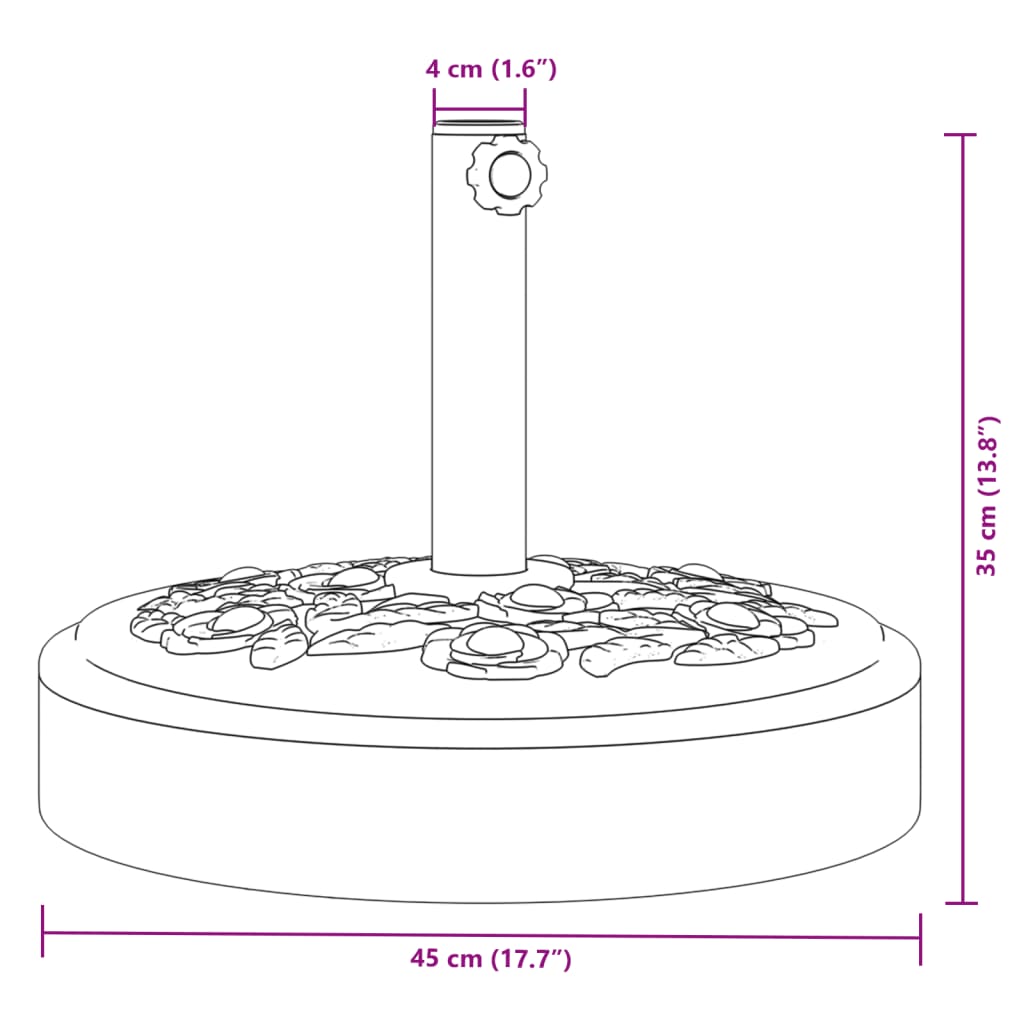 Parasol Base for Ø1.5"/1.9" Poles 55.1 lb Round