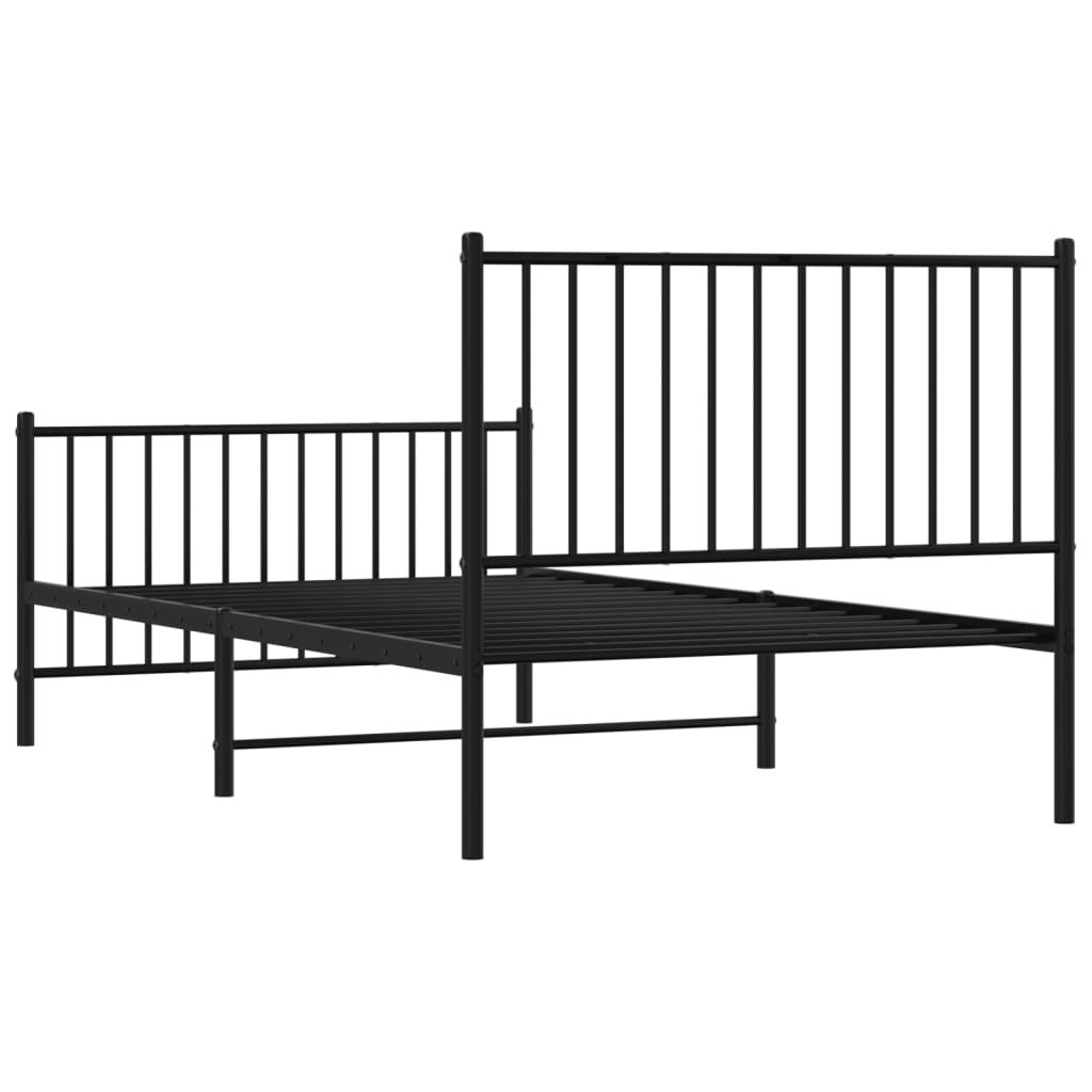 Metal Bed Frame without Mattress with Footboard Black 39.4"x74.8"